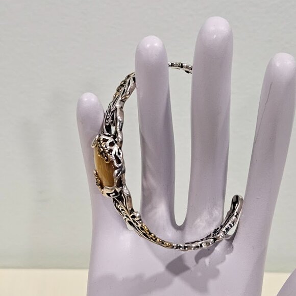 CAROLYN POLLACK Relios Sterling Silver 925 & Brass Ornate Tigers Eye Bracelet - Picture 7 of 16